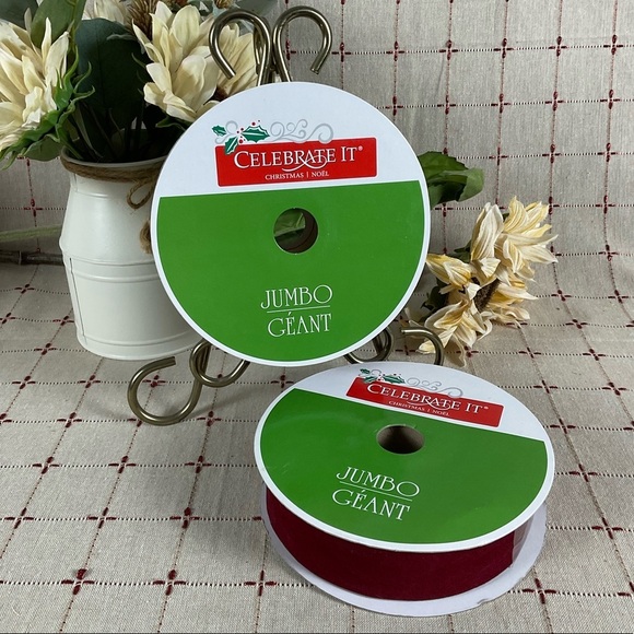 Celebrate It Other - Celebrate It Christmas Jumbo Red Velvet Ribbon Rolls 1.5” x 140’ Each Set of 2